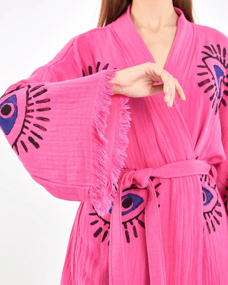Cute Kimono, Evil Eye Robe, Cotton Kimono