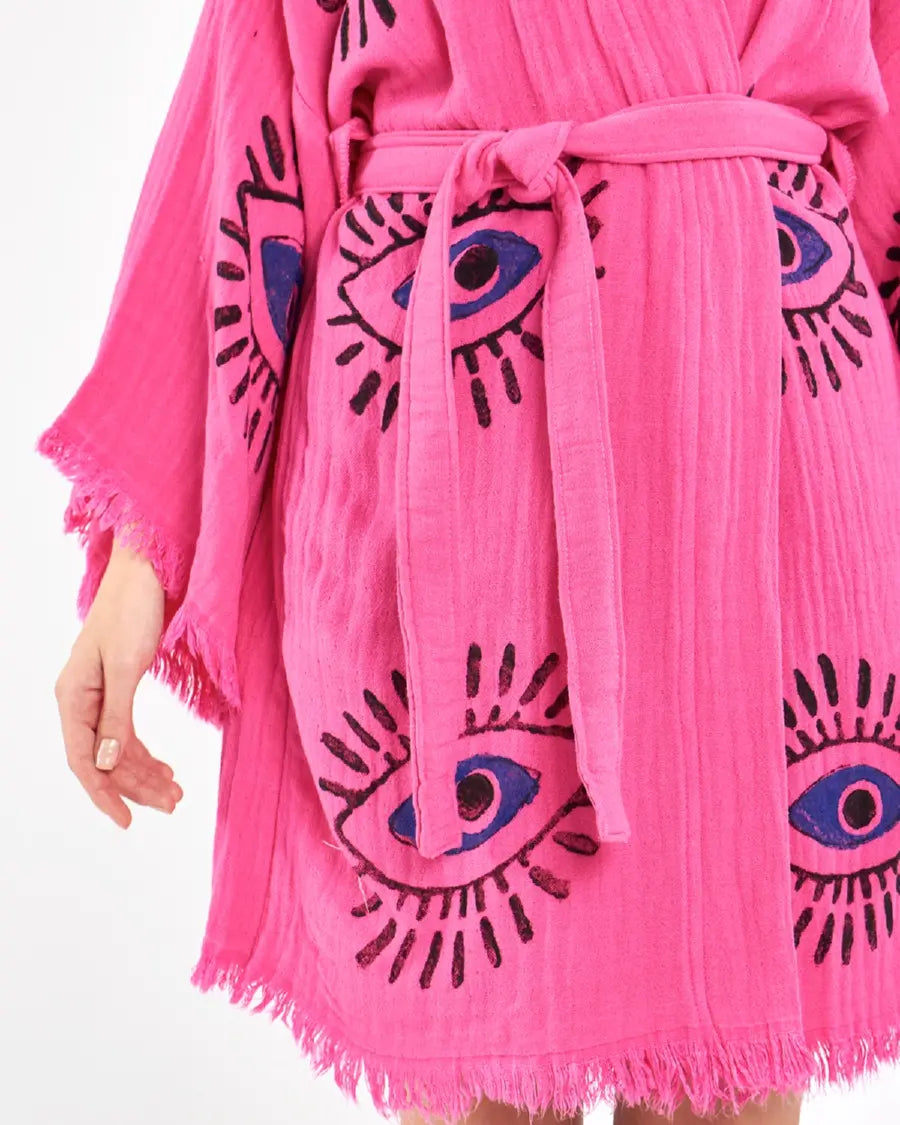 Cute Kimono, Evil Eye Robe, Cotton Kimono