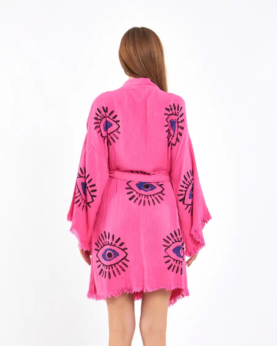 Cute Kimono, Evil Eye Robe, Cotton Kimono