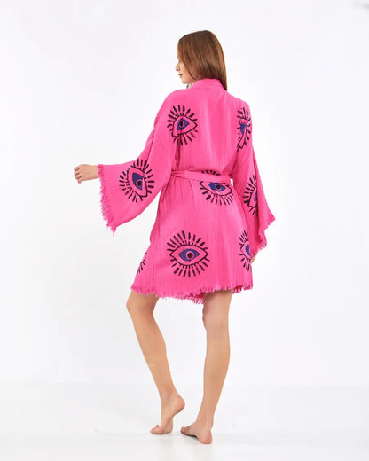 Cute Kimono, Evil Eye Robe, Cotton Kimono