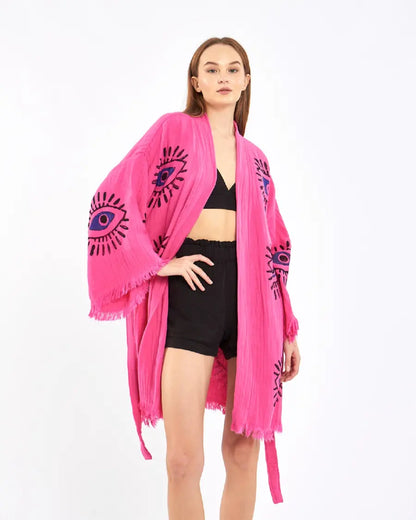 Cute Kimono, Evil Eye Robe, Cotton Kimono