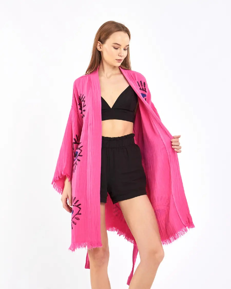 Cute Kimono, Evil Eye Robe, Cotton Kimono