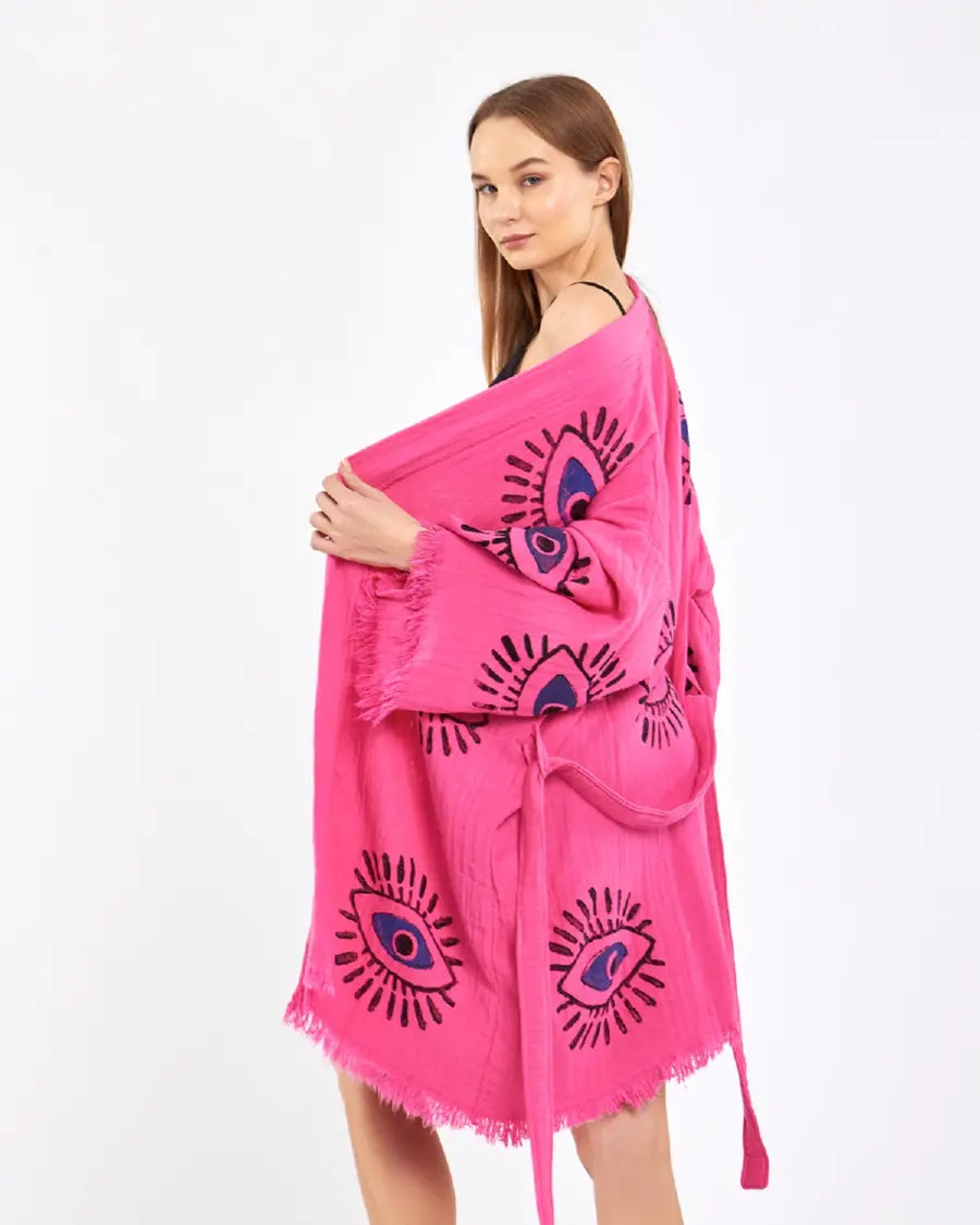 Cute Kimono, Evil Eye Robe, Cotton Kimono