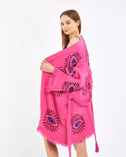 Cute Kimono, Evil Eye Robe, Cotton Kimono