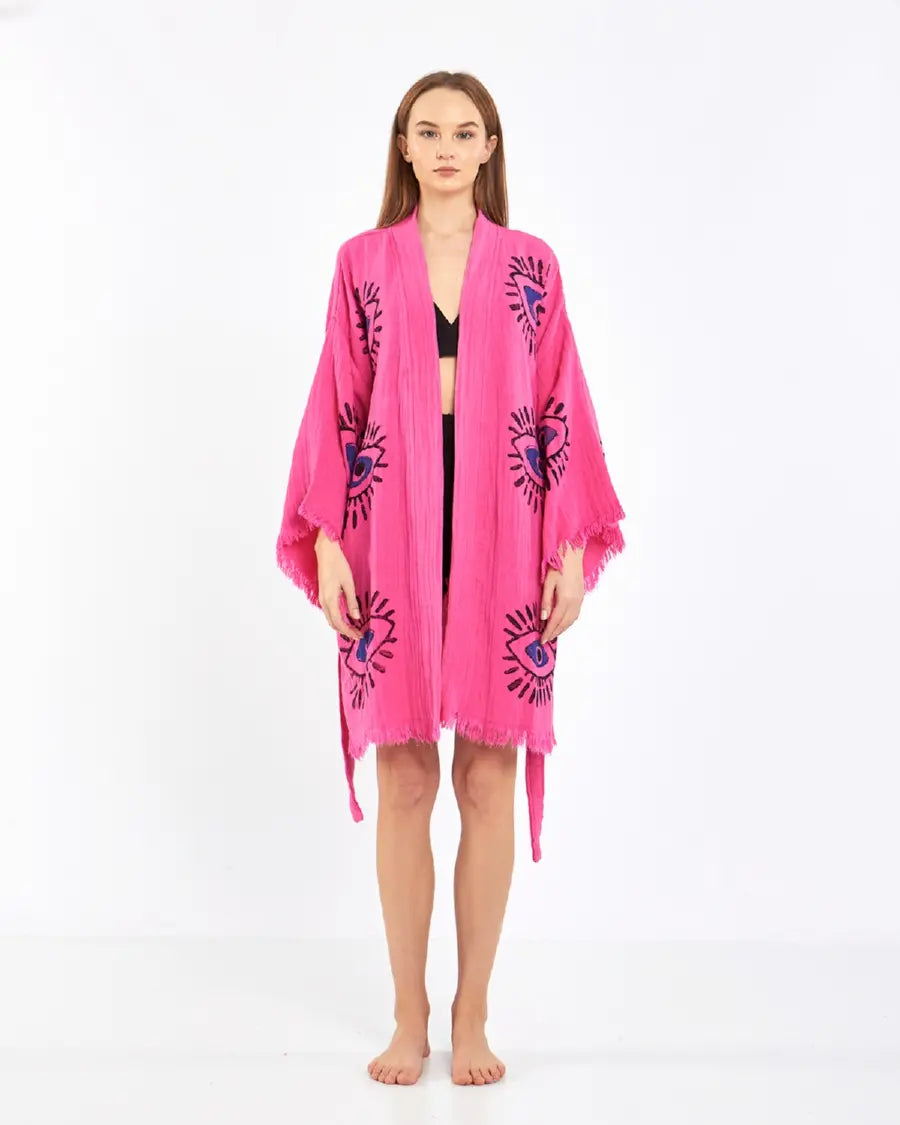 Cute Kimono, Evil Eye Robe, Cotton Kimono