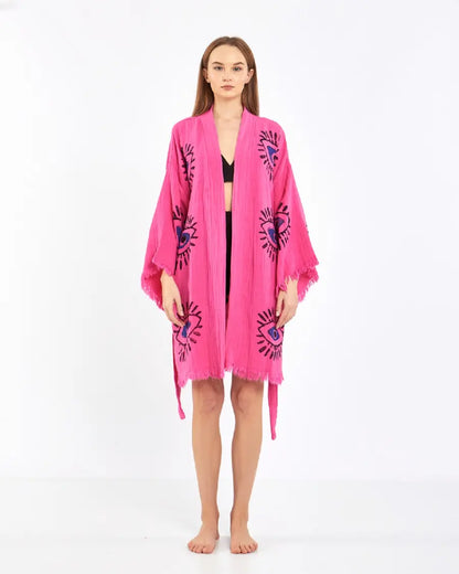 Cute Kimono, Evil Eye Robe, Cotton Kimono