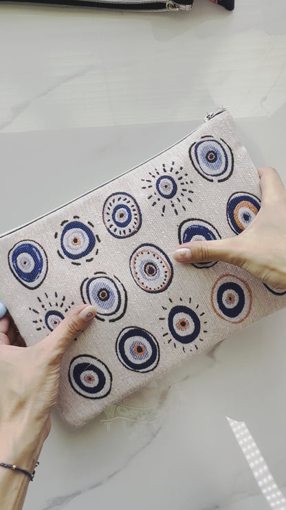 Evil Eye Clutch Bag, Fabric Slim Clutch Bag, iPad Sleeve