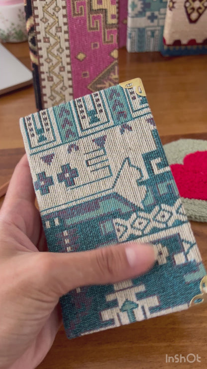 Small Notebook in Rug Design, Boho Fabric Journal