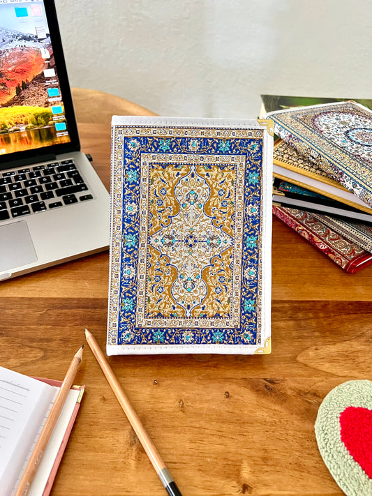 Blue Large Notebook, Carpet Design Notebook, Boho Notebook