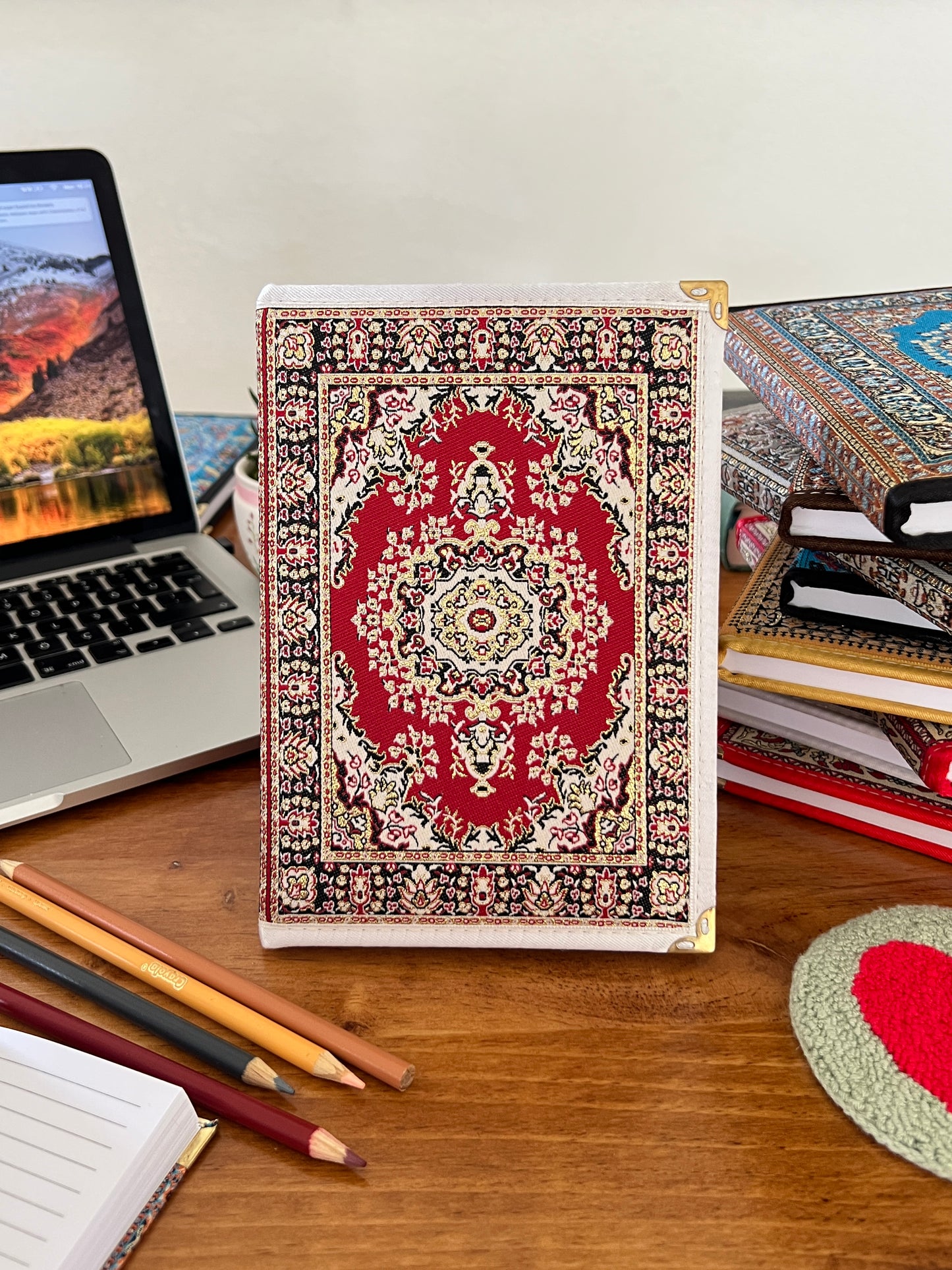 Red Large Notebook, Boho Journal, Handmade Notebook