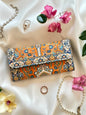 Orange Boho Wallet, Fabric Handmade Wallet, Vegan Wallet